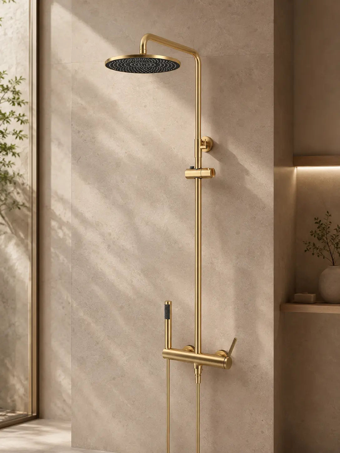 bbbidet 9808 thermostatic rain shower in brushed gold