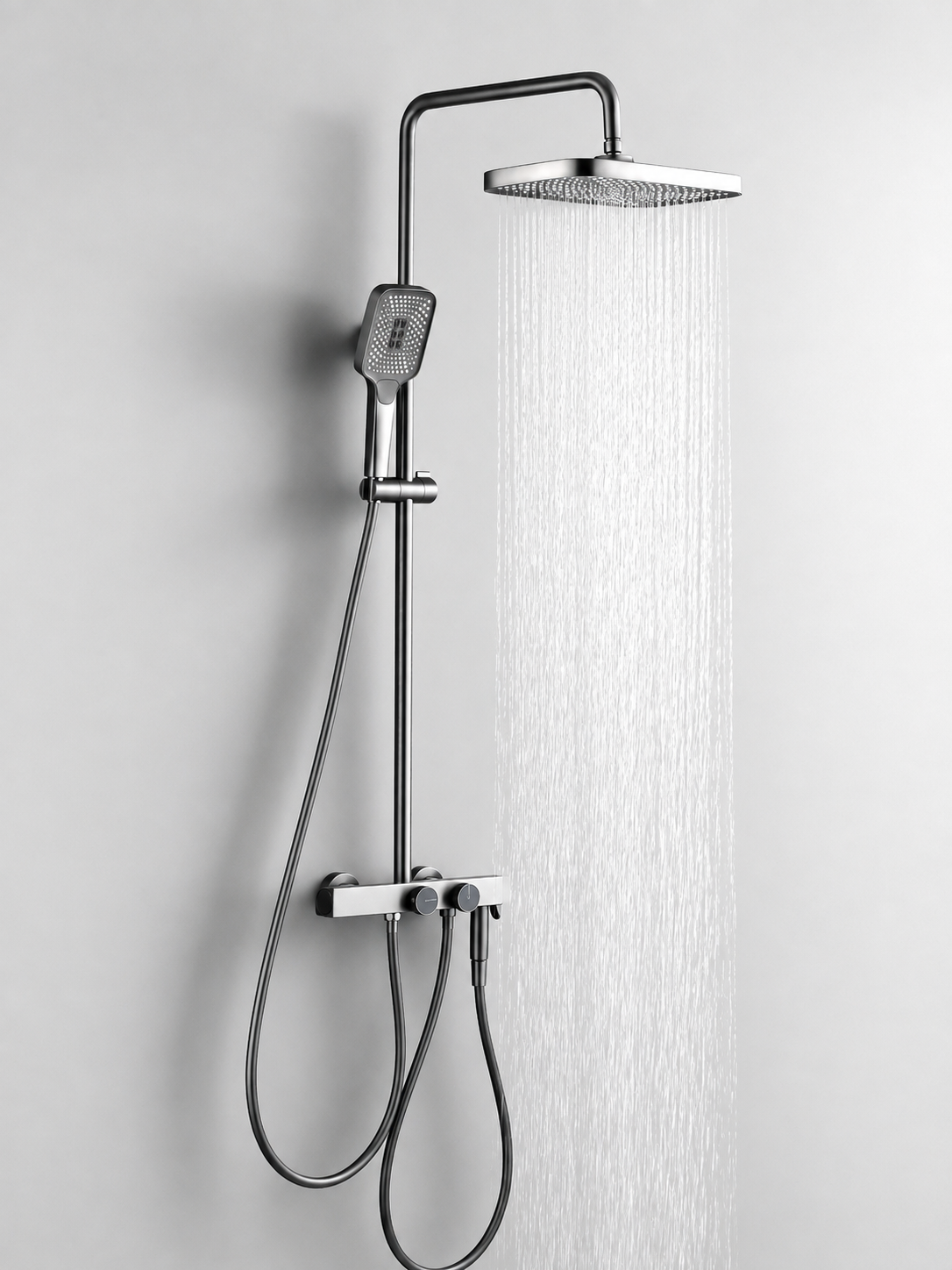 bbbidet 9809 gunmetal grey thermostatic shower faucet system wall mounted