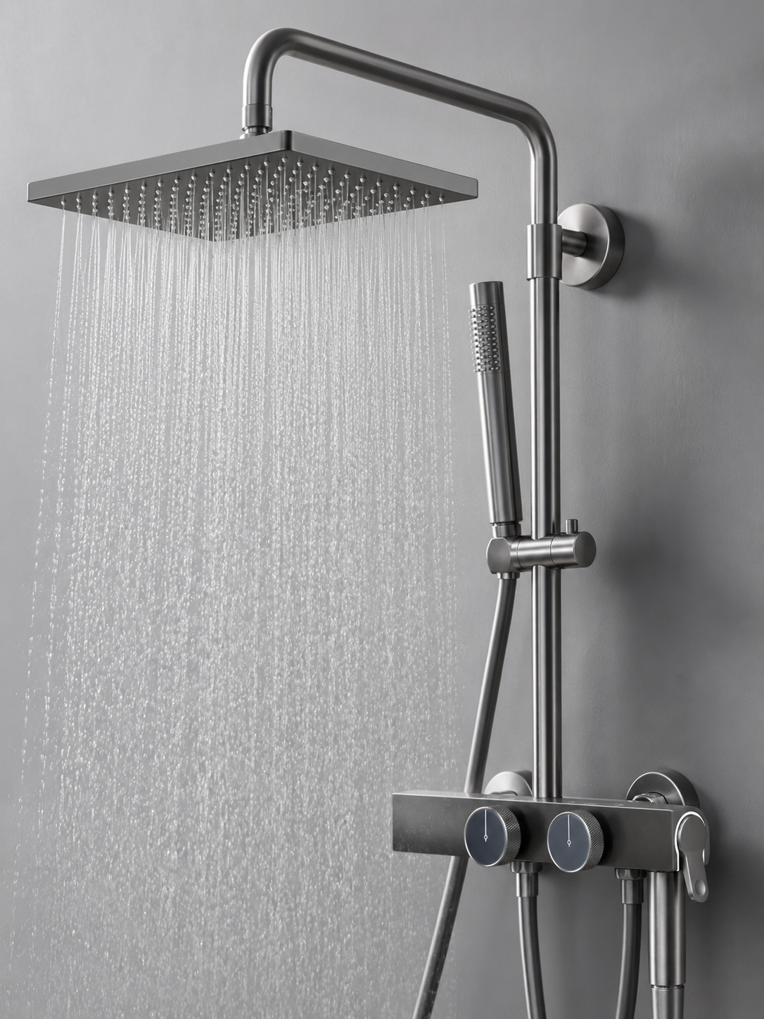 bbbidet 9809 gunmetal rain shower faucet set with waterfall stream