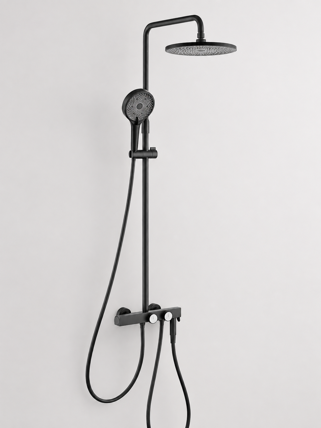 bbbidet 9809 matte black round rain shower faucet mixer system