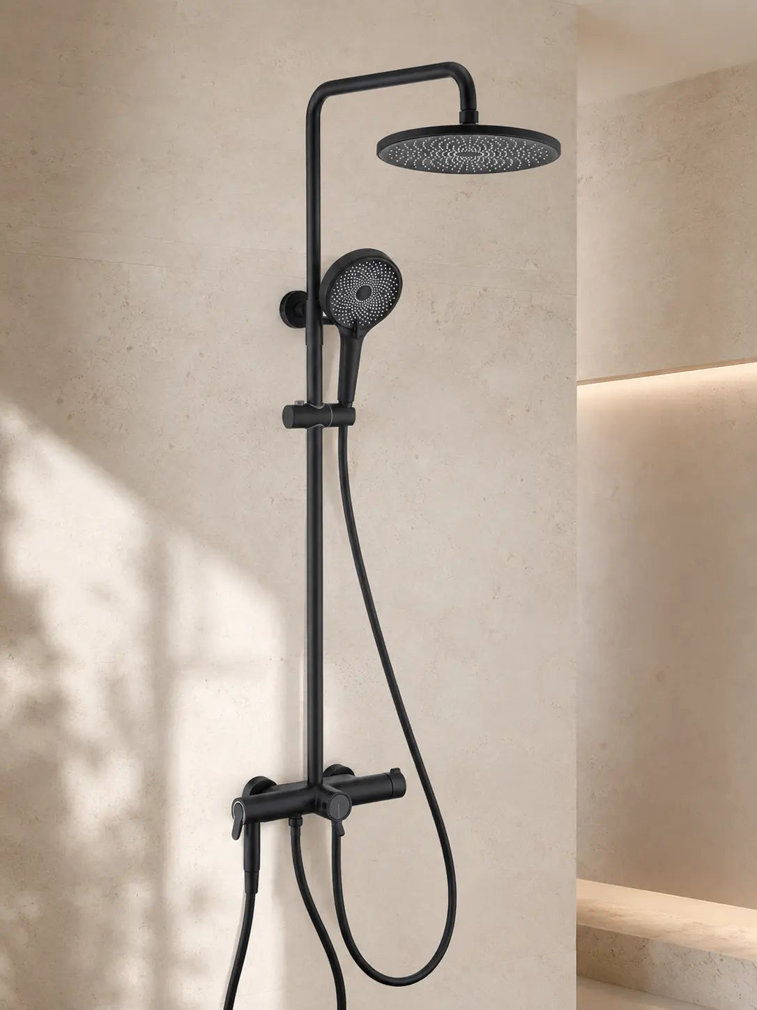 bbbidet 9809 thermostatic rain shower system in matte black