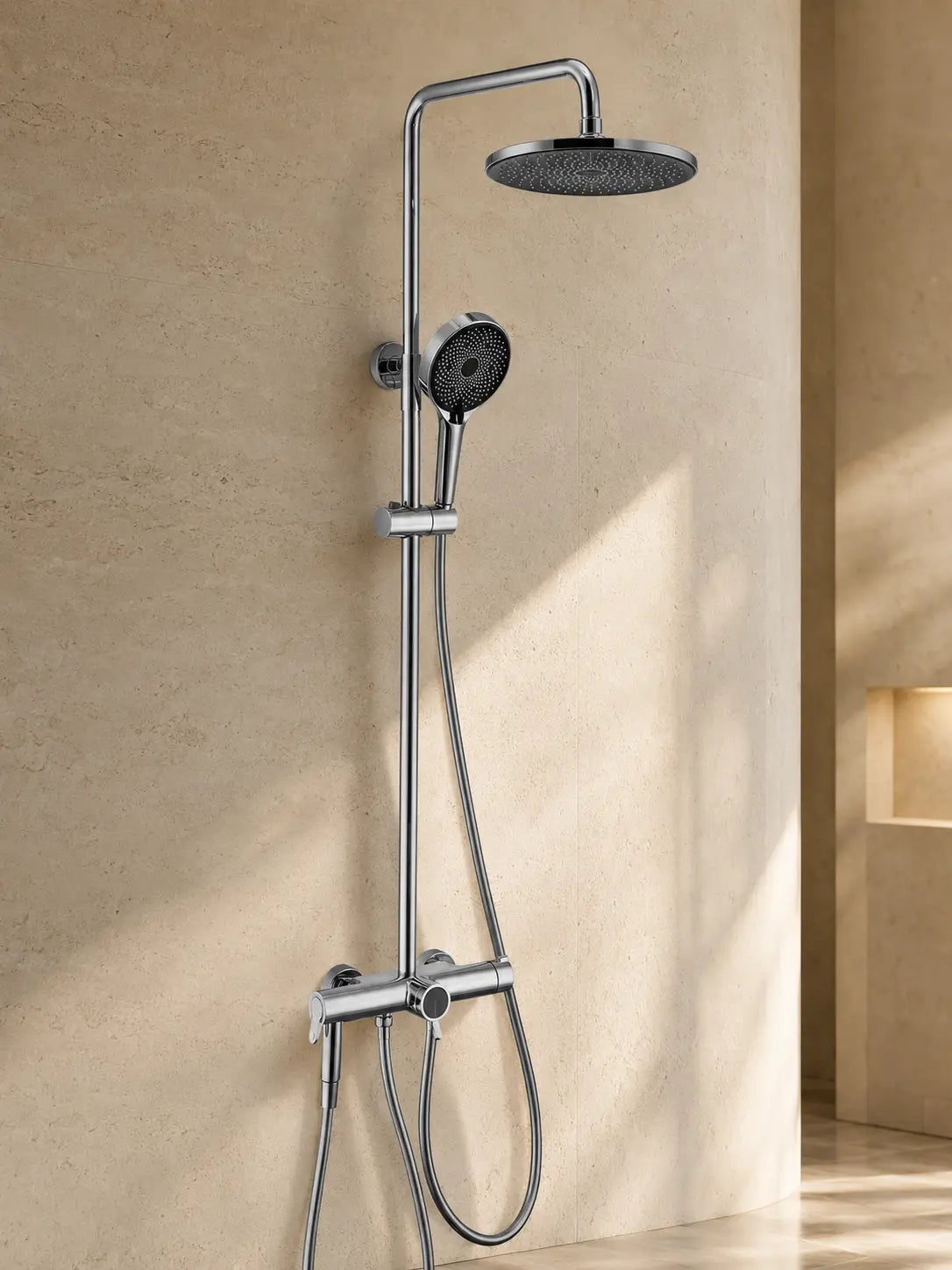 bbbidet 9809 thermostatic rain shower system in polished chrome