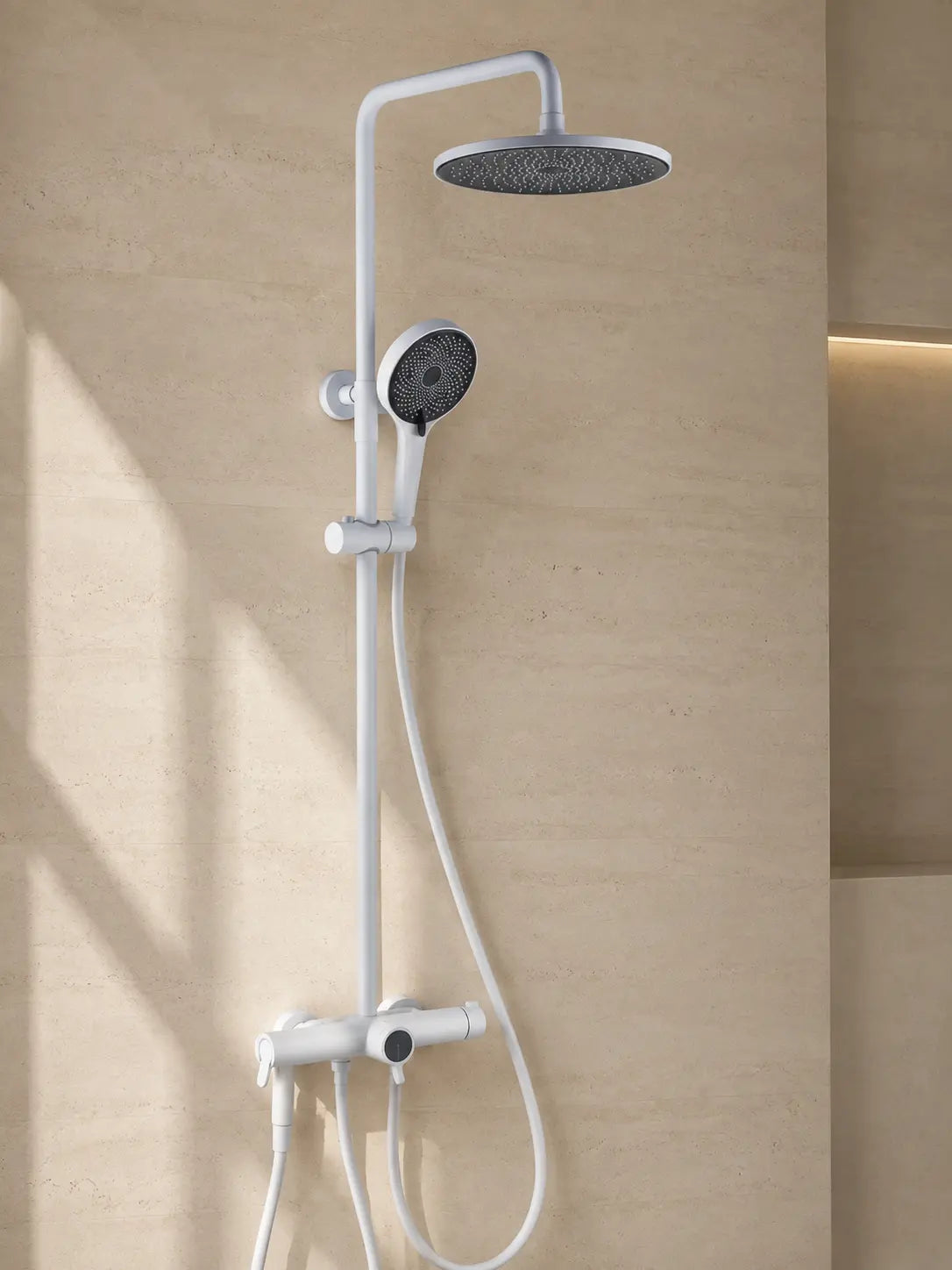 bbbidet 9809 thermostatic rain shower system in white