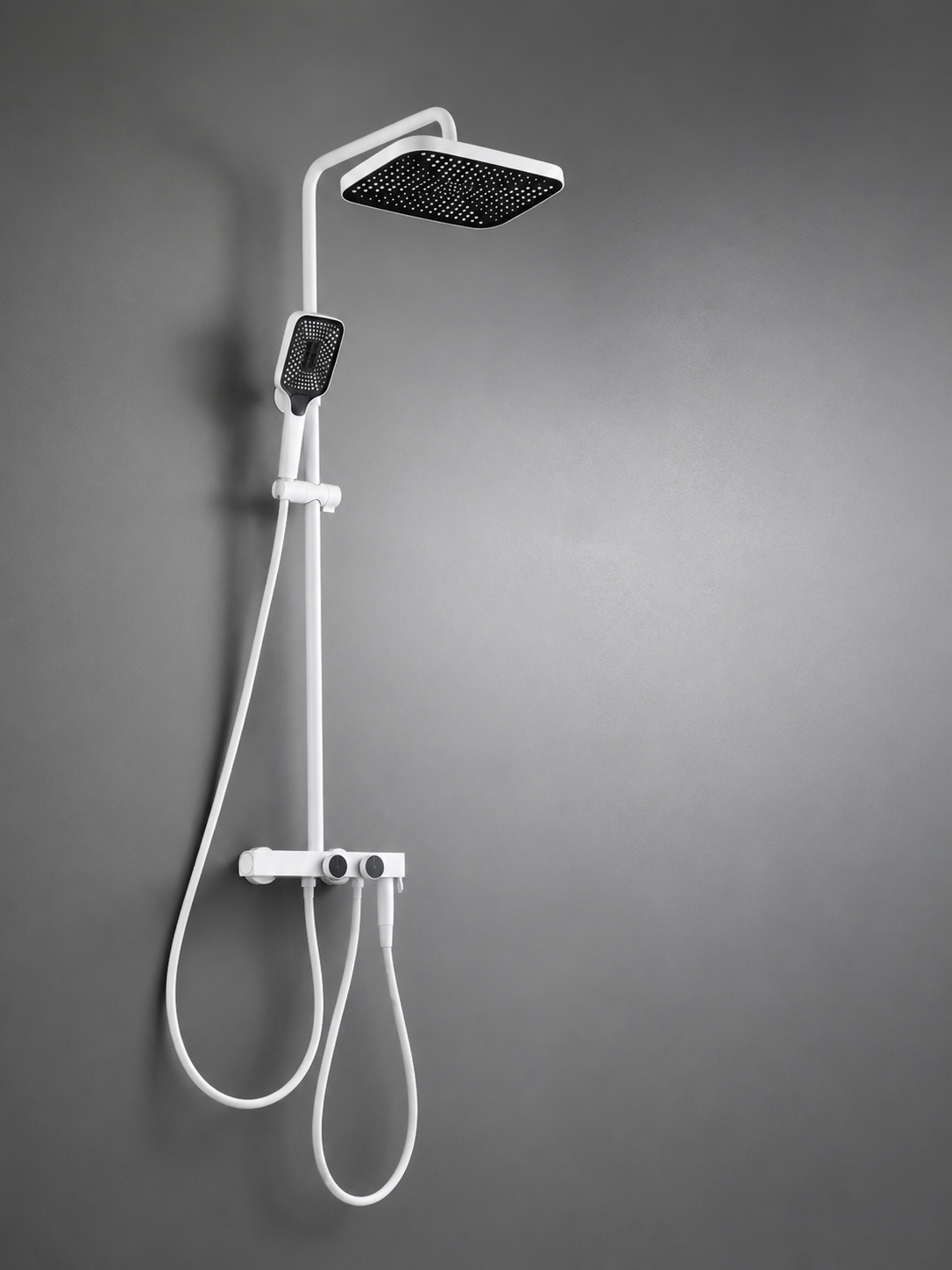 BBbidet T5 thermostatic rain shower system in white with hand shower