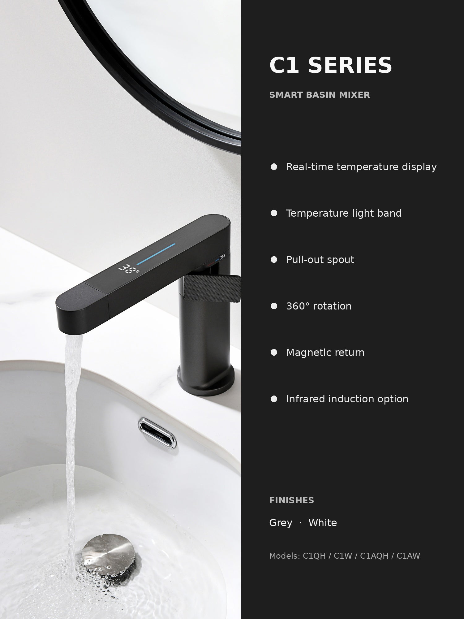 bbbidet C1 feature summary digital display pull-out rotation induction