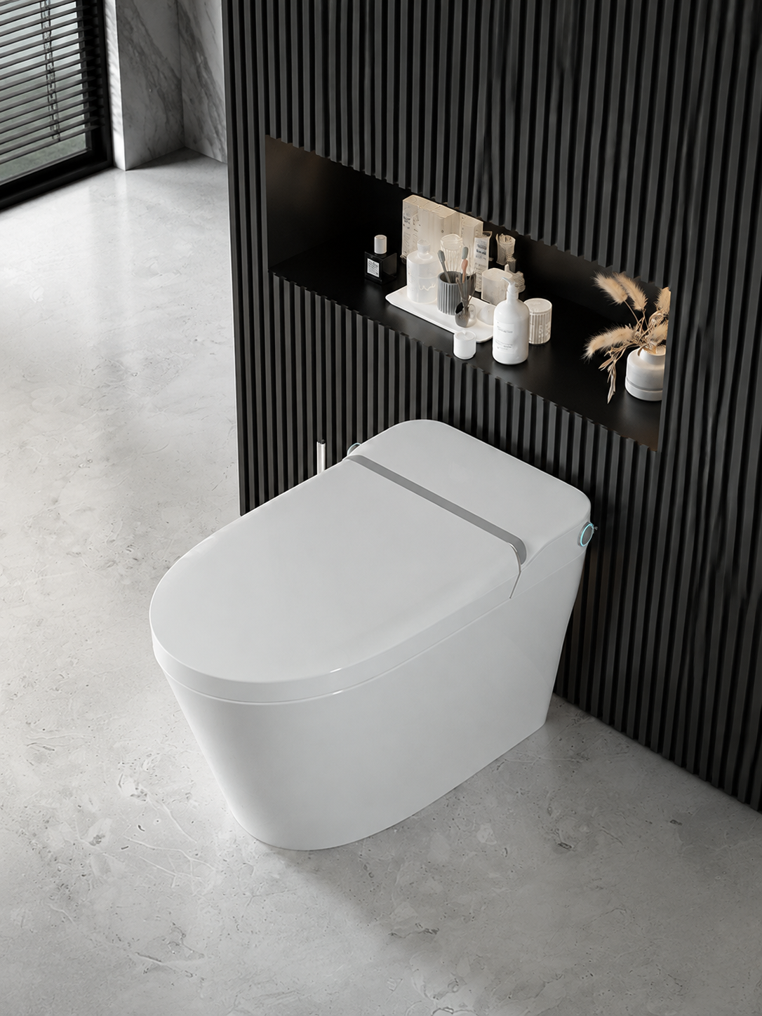 Clinical-grade bbbidet p-trap smart bidet toilet with automatic urine testing and urinalysis technology for daily biomarker monitoring.