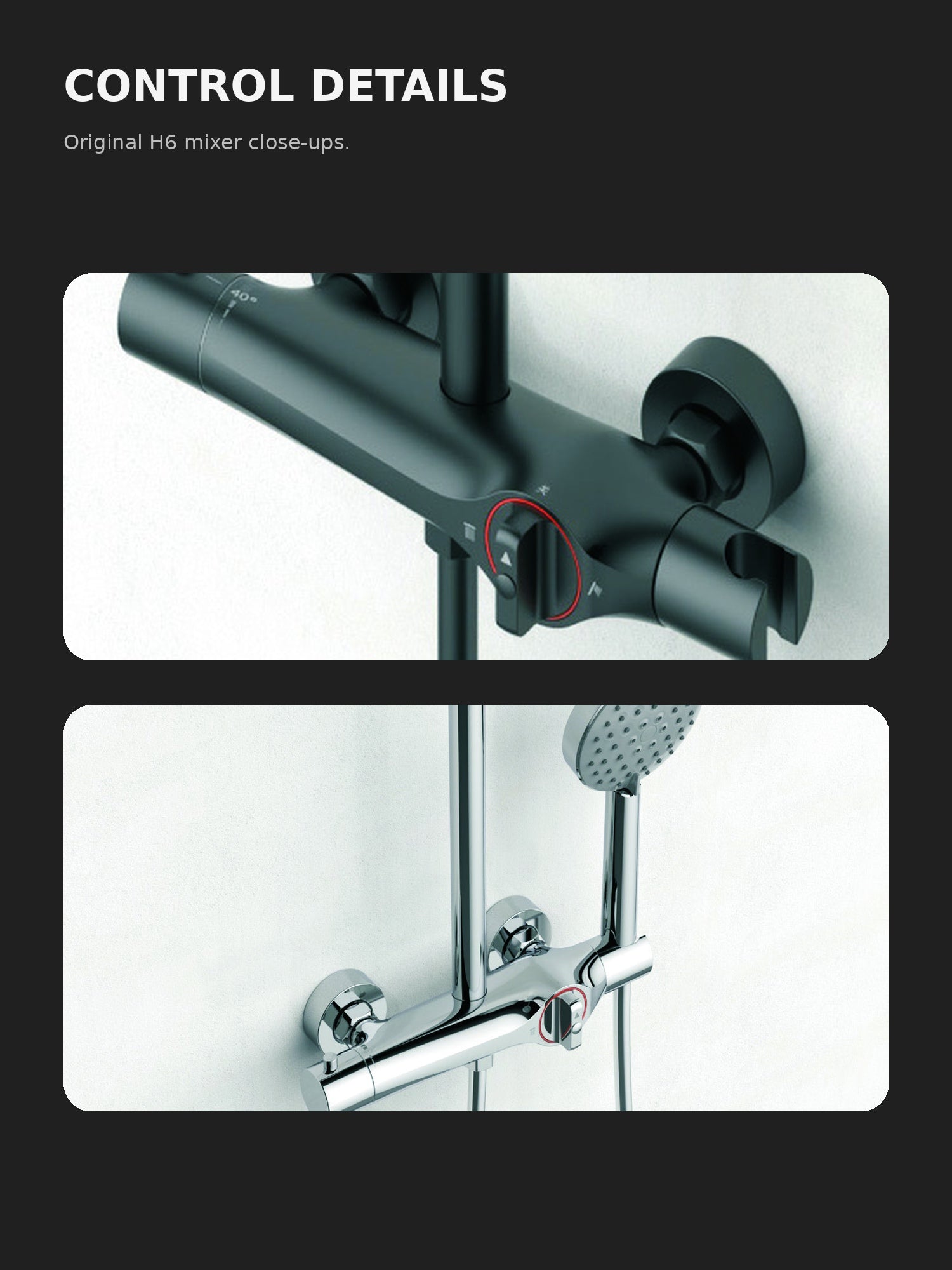 bbbidet H6 shower control detail views