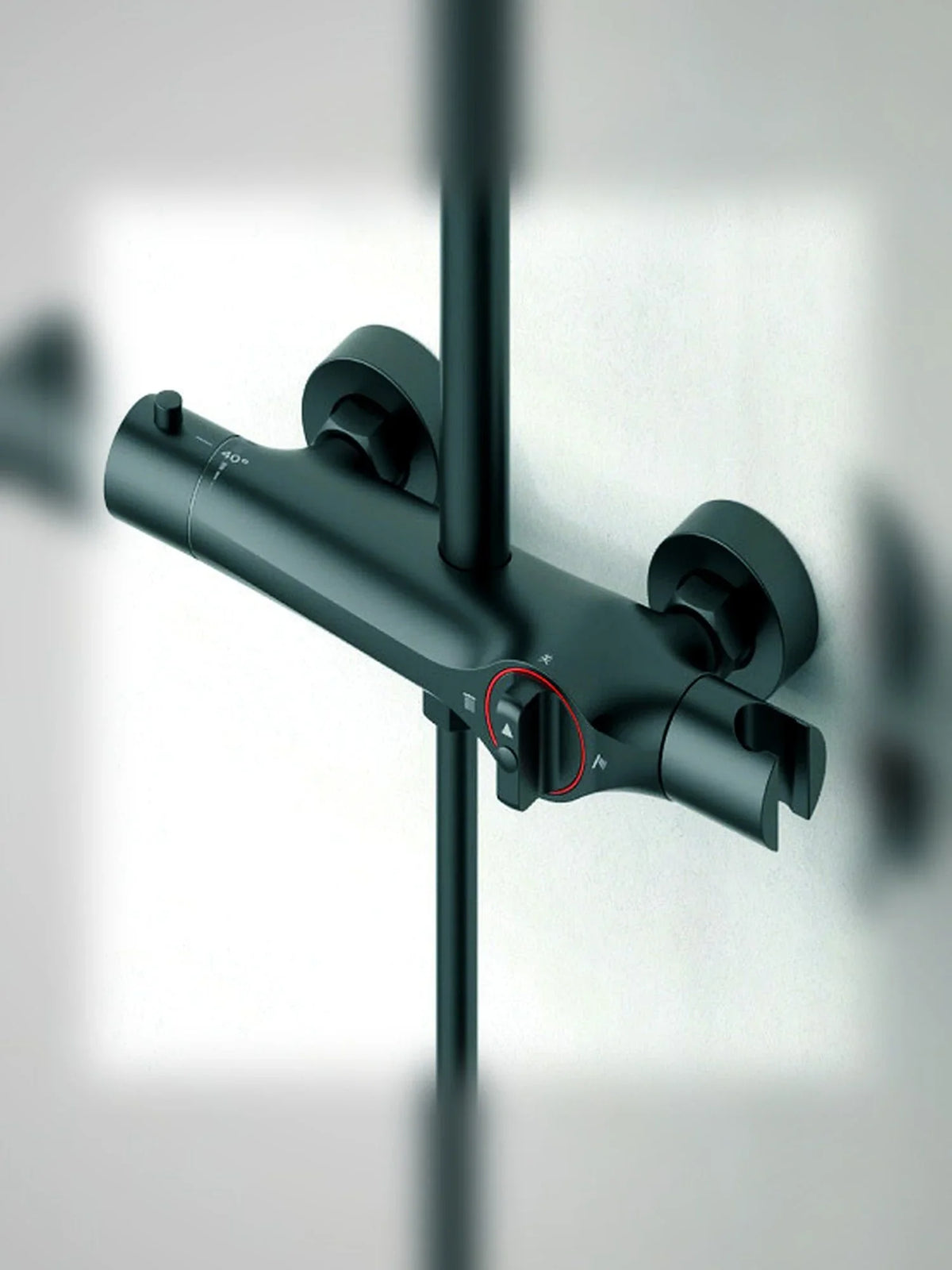 BBbidet H6 thermostatic shower control detail in dark chrome finish