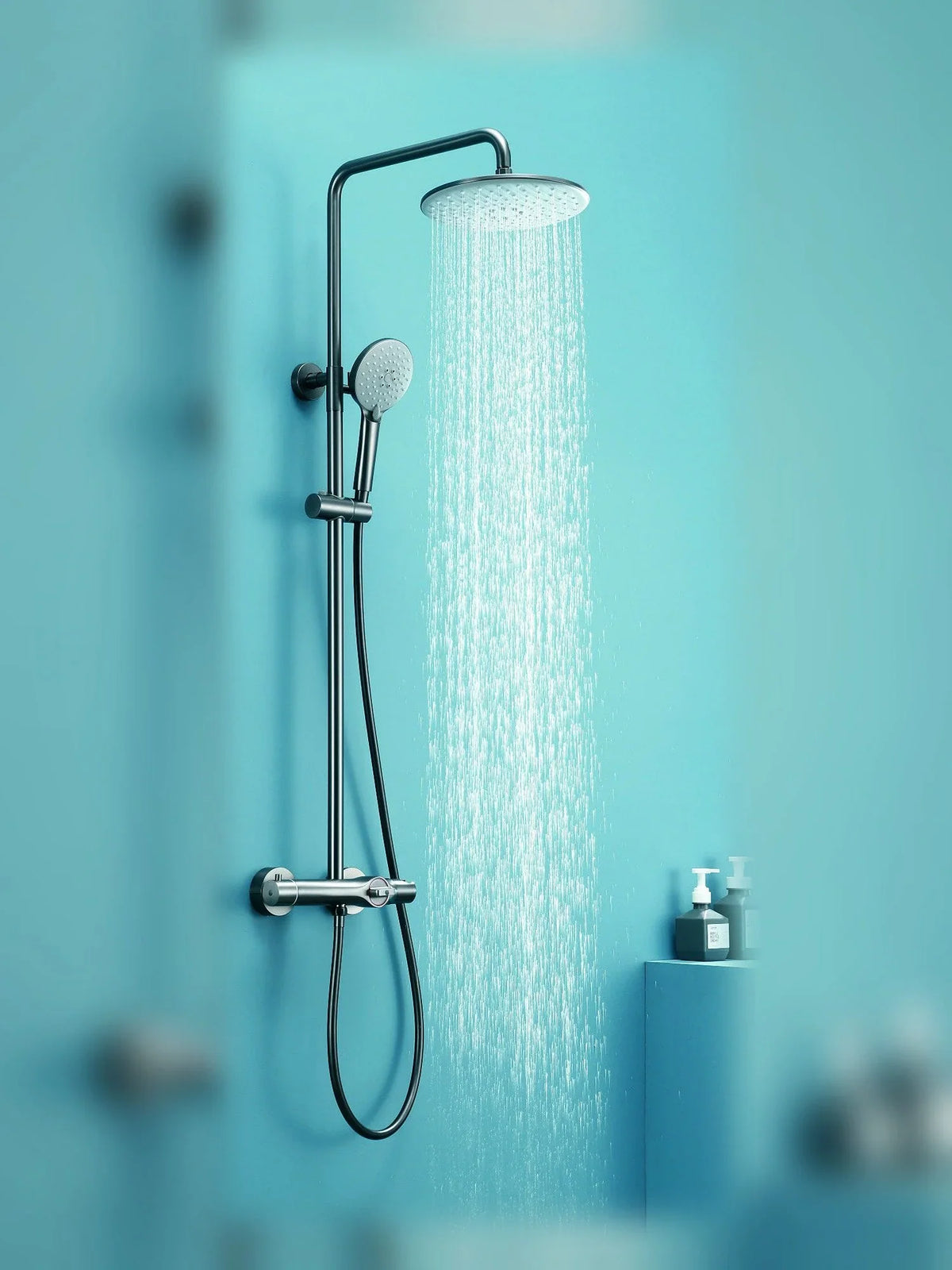 BBbidet H6 thermostatic shower system in warm chrome finish