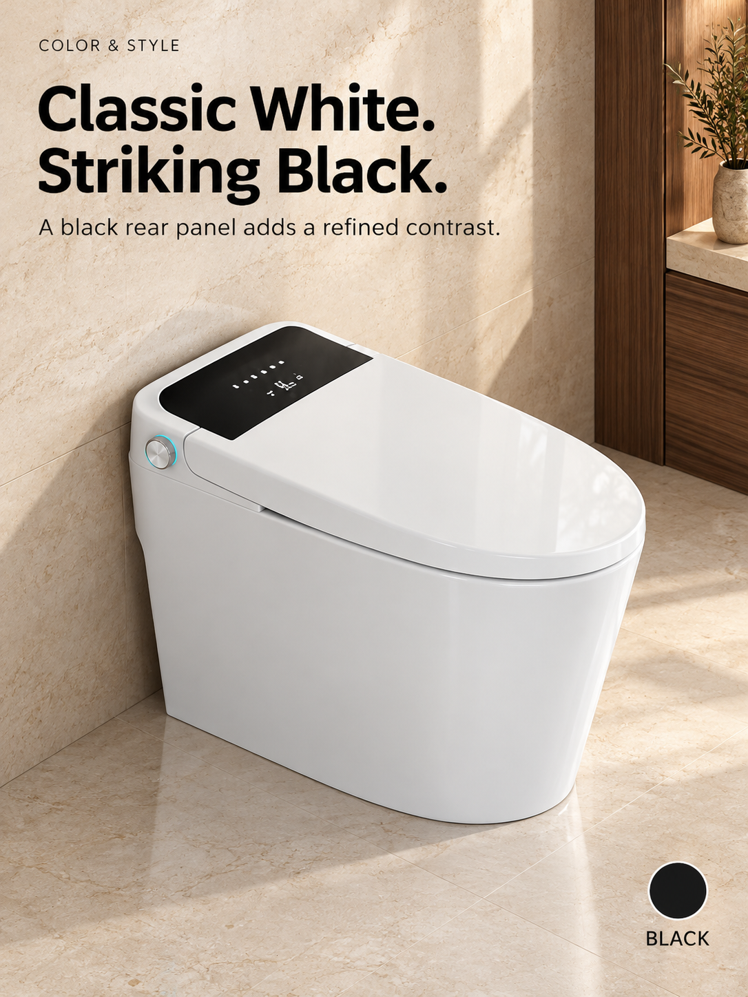 BBbidet M829 smart bidet toilet – black panel