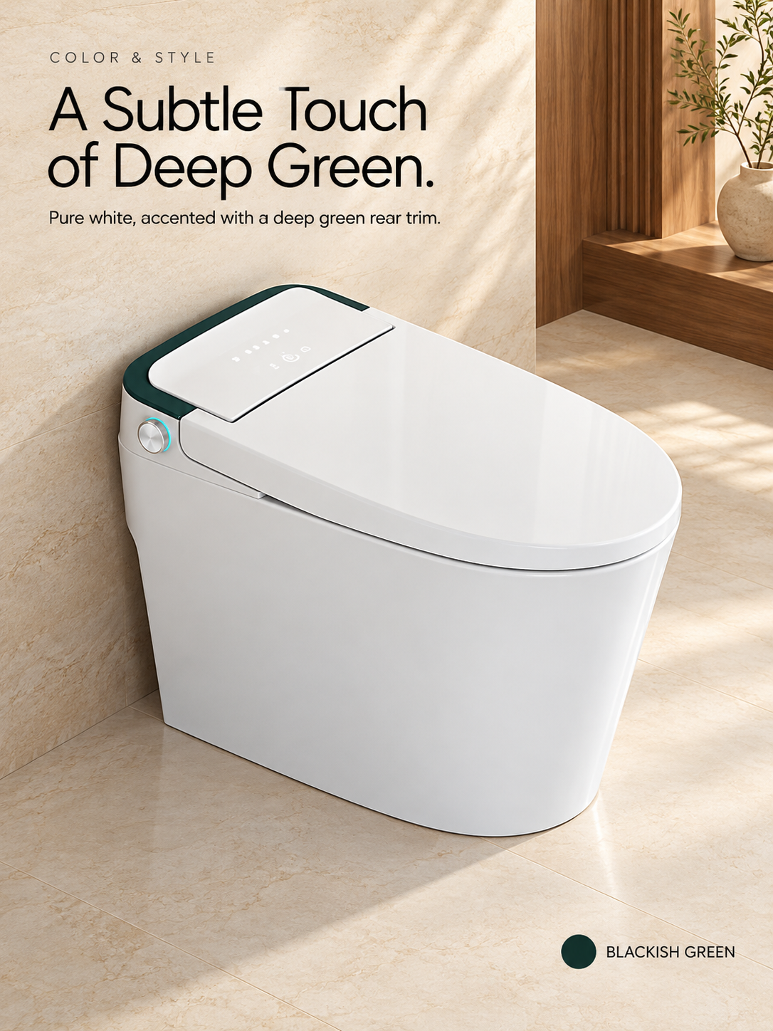BBbidet M829 smart bidet toilet – green trim
