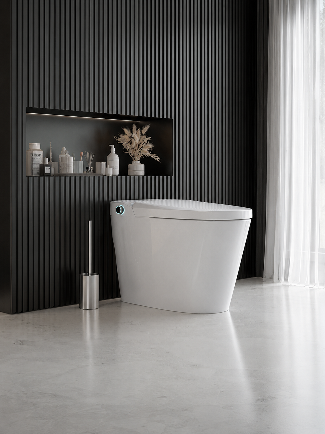 bbbidet p-trap smart bidet toilet with automatic urine testing and urinalysis technology designed for modern wall-drain bathroom installations