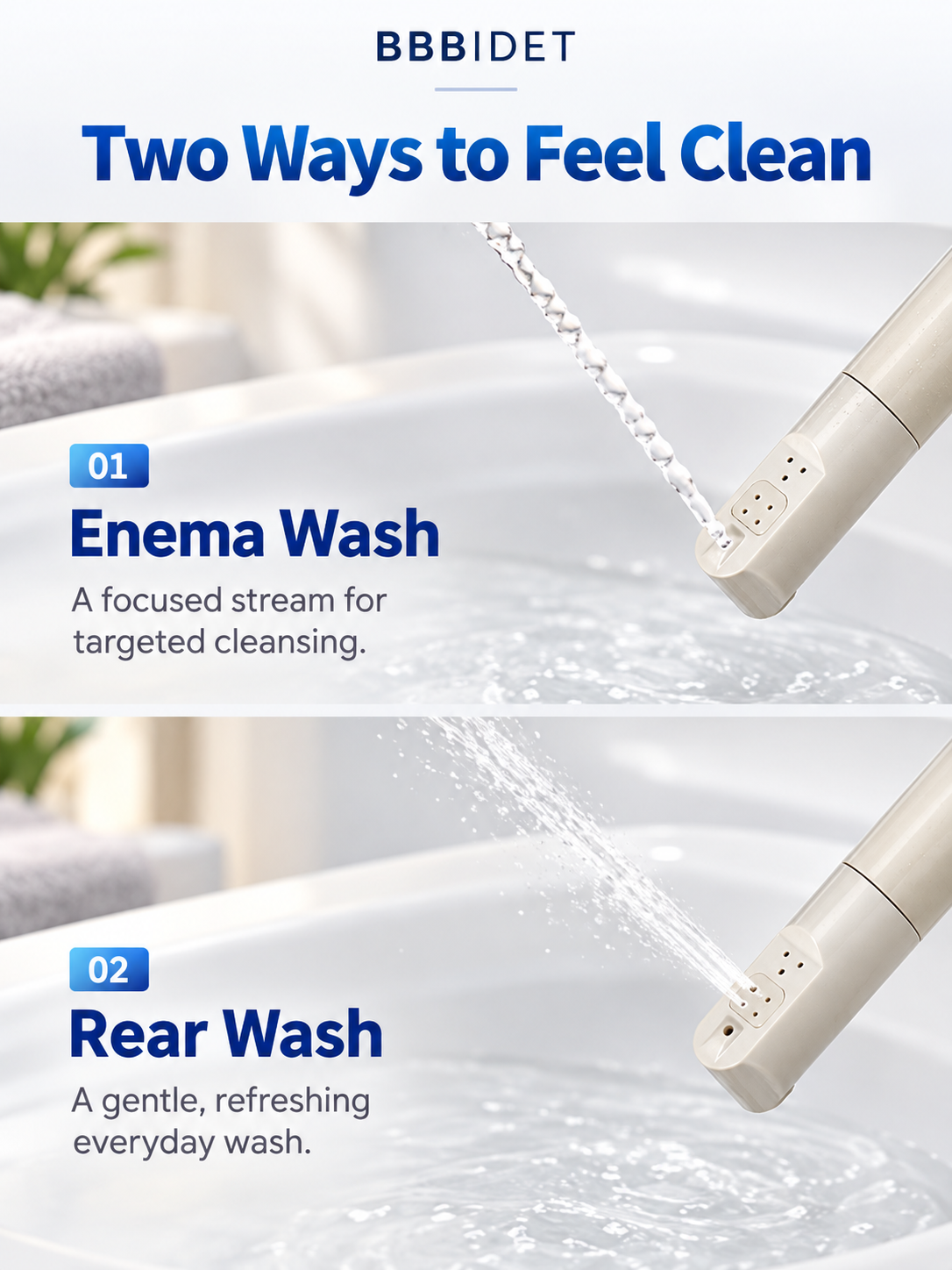 KB32 Smart Bidet Seat featuring Focused Enema Wash and Gentle Everyday Rear Wash