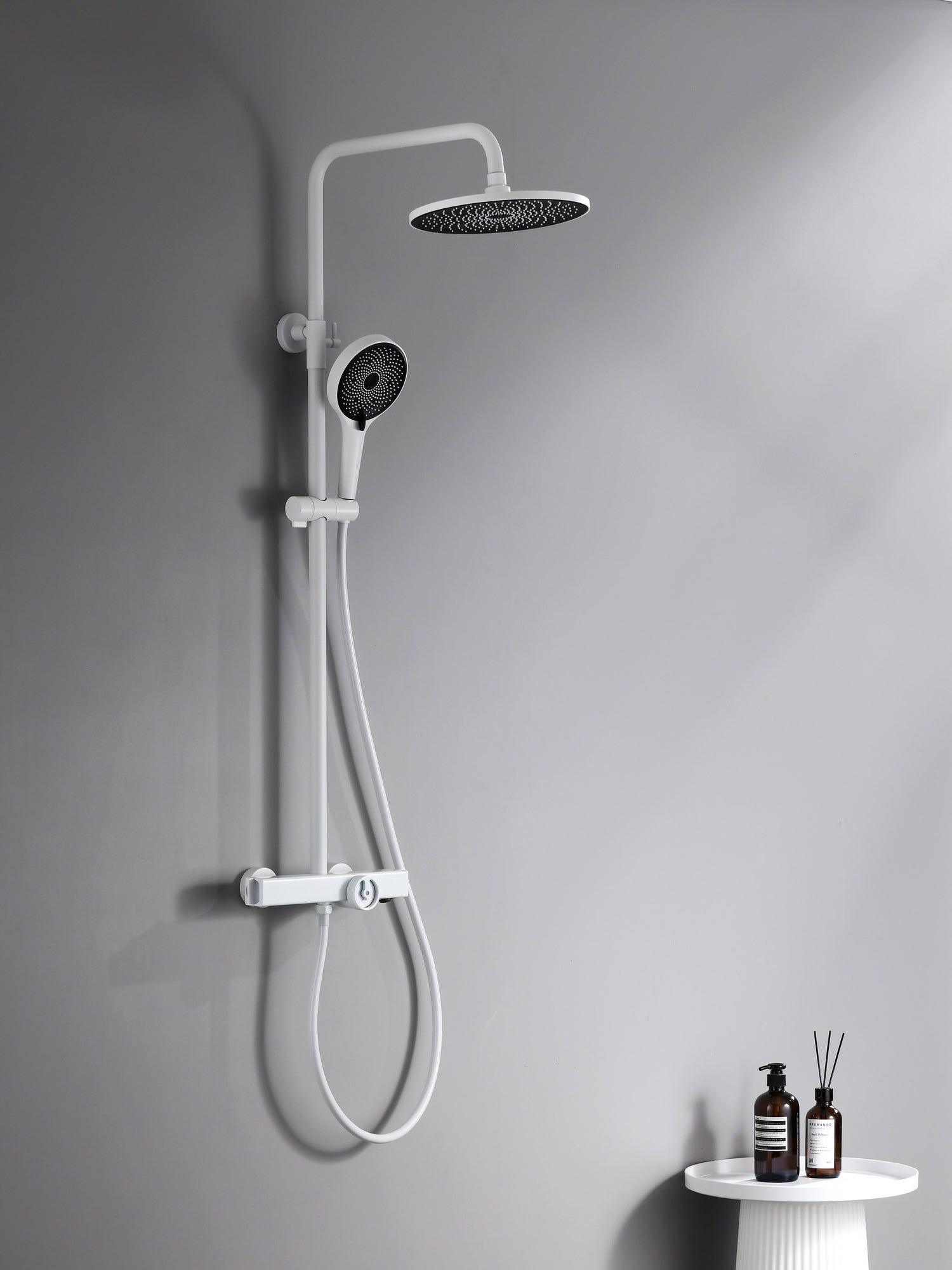 bbbidet T2 thermostatic shower system white bathroom scene