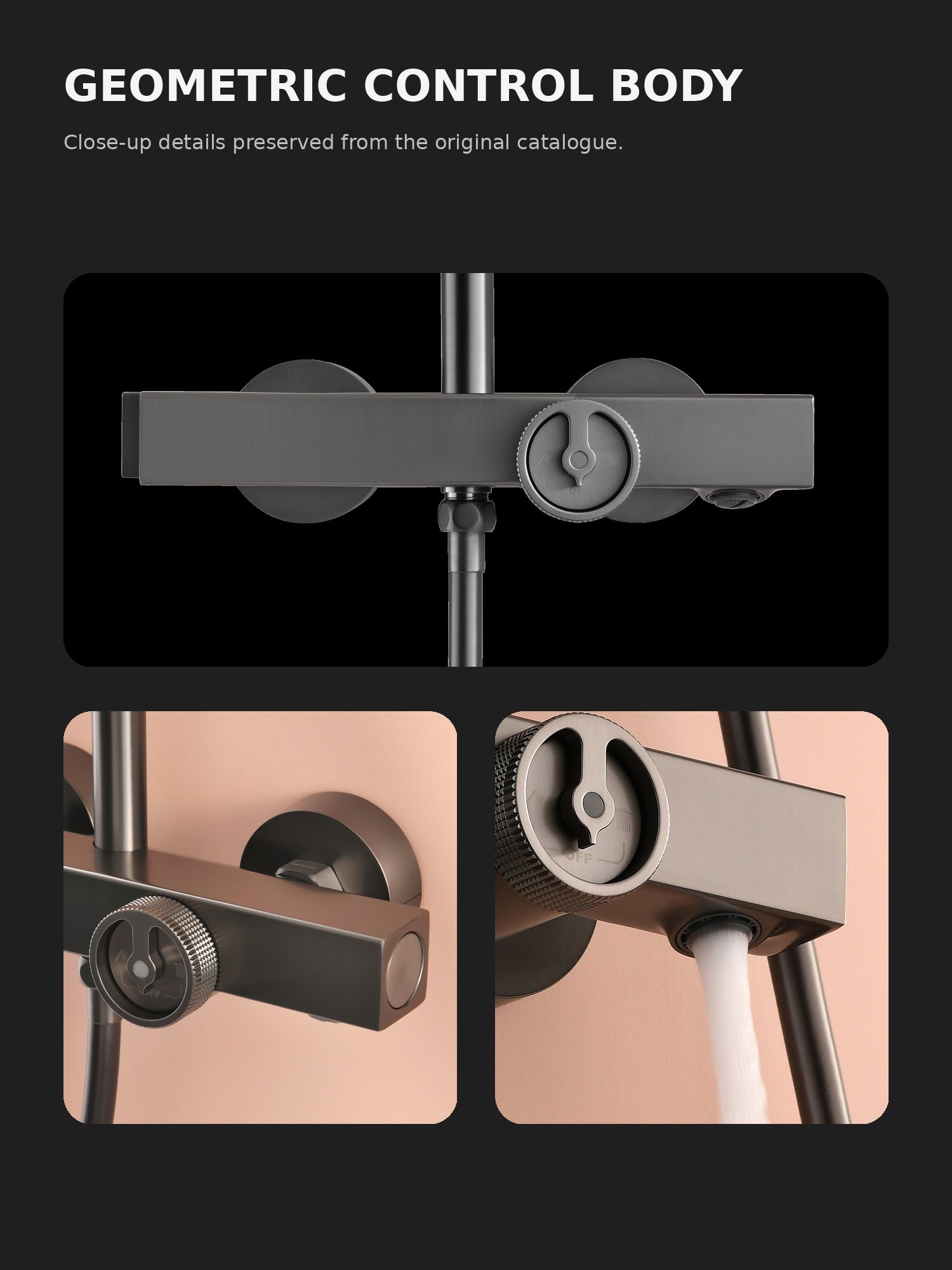 bbbidet T2 thermostatic shower geometric control body details