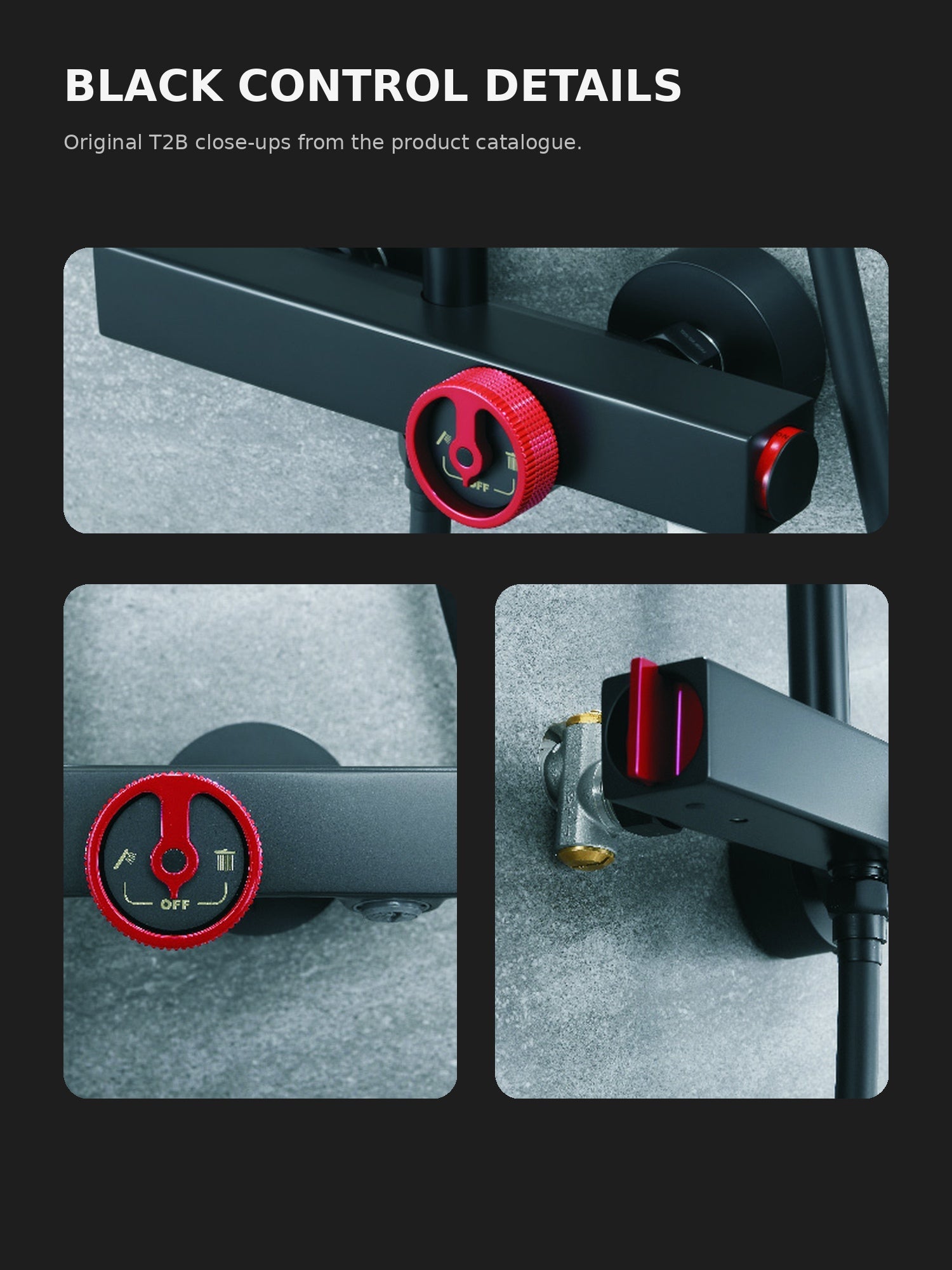 bbbidet T2B black thermostatic shower control details