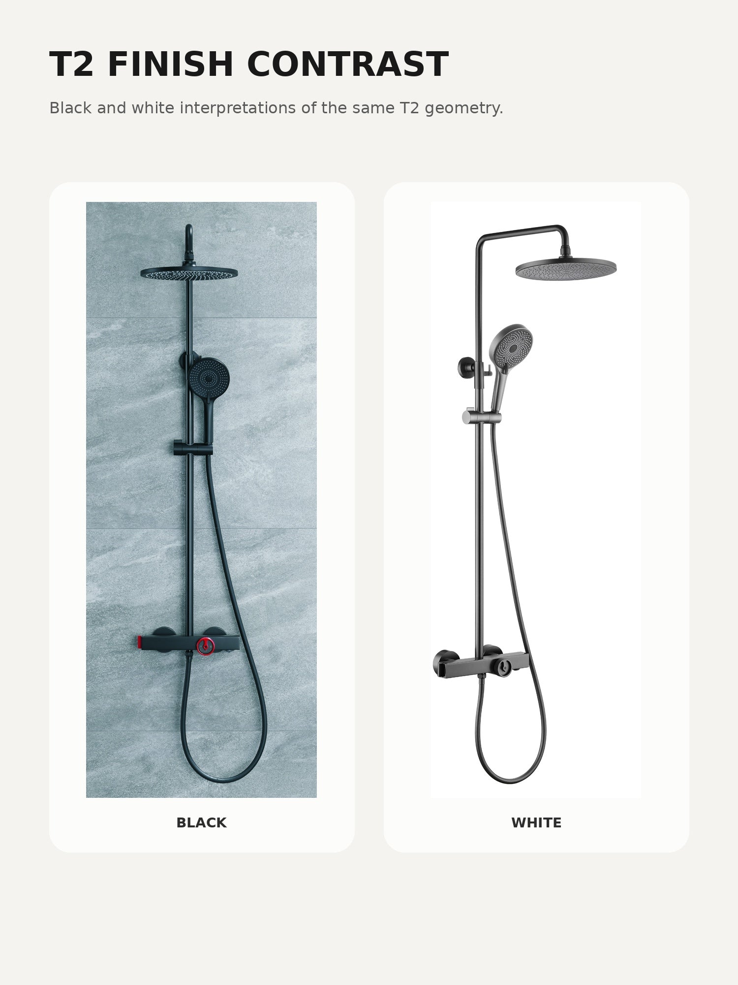 bbbidet T2 black and white thermostatic shower comparison