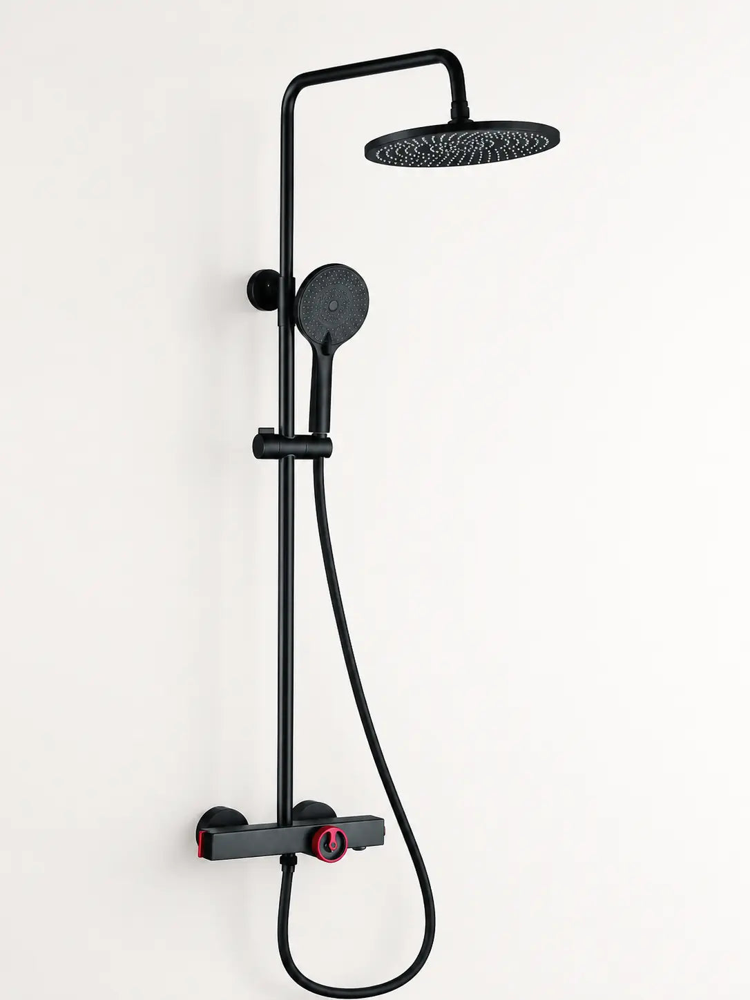 bbbidet T2 round rain shower in black red - studio view