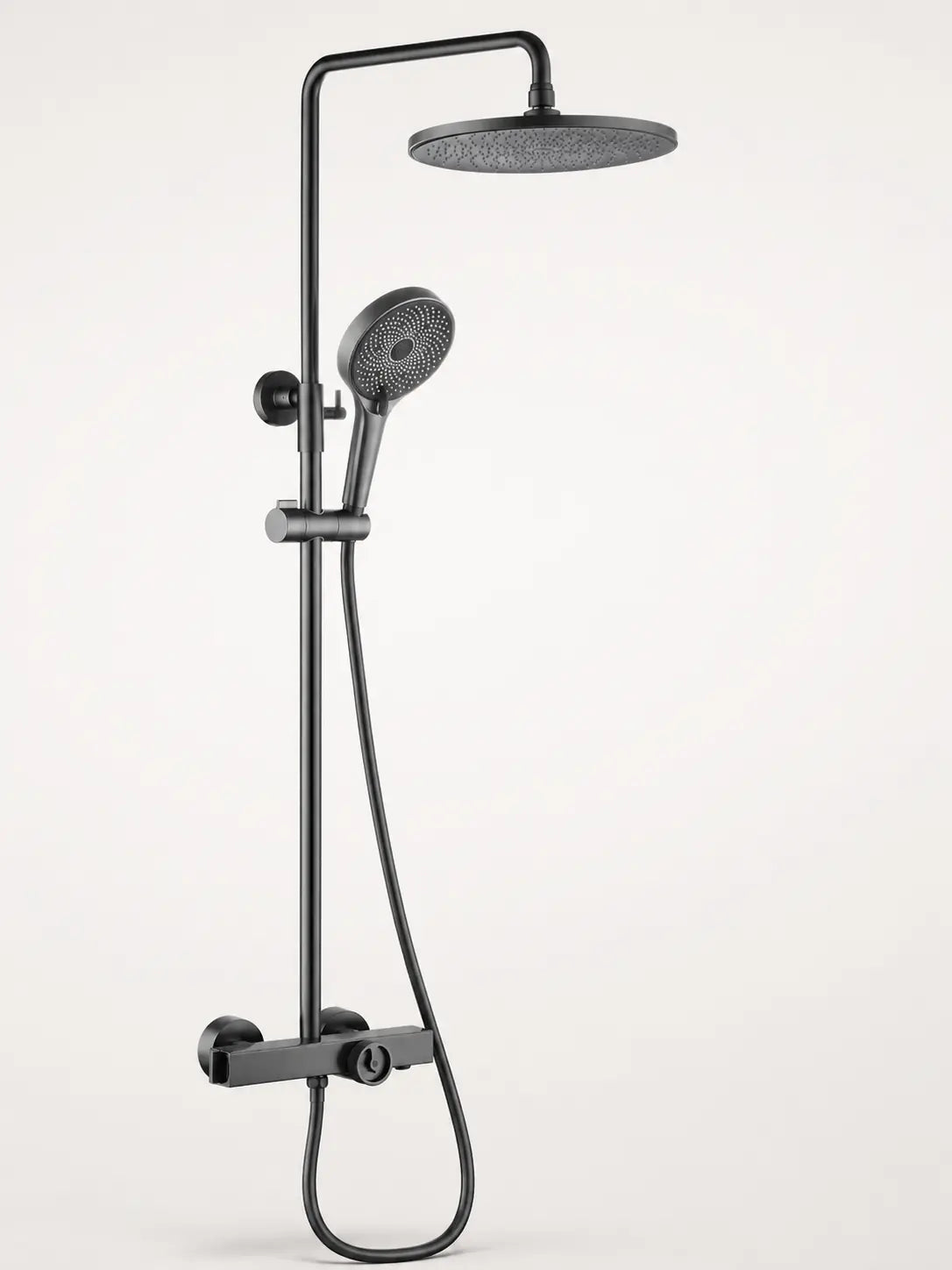 bbbidet T2 round rain shower in brushed gunmetal - studio view