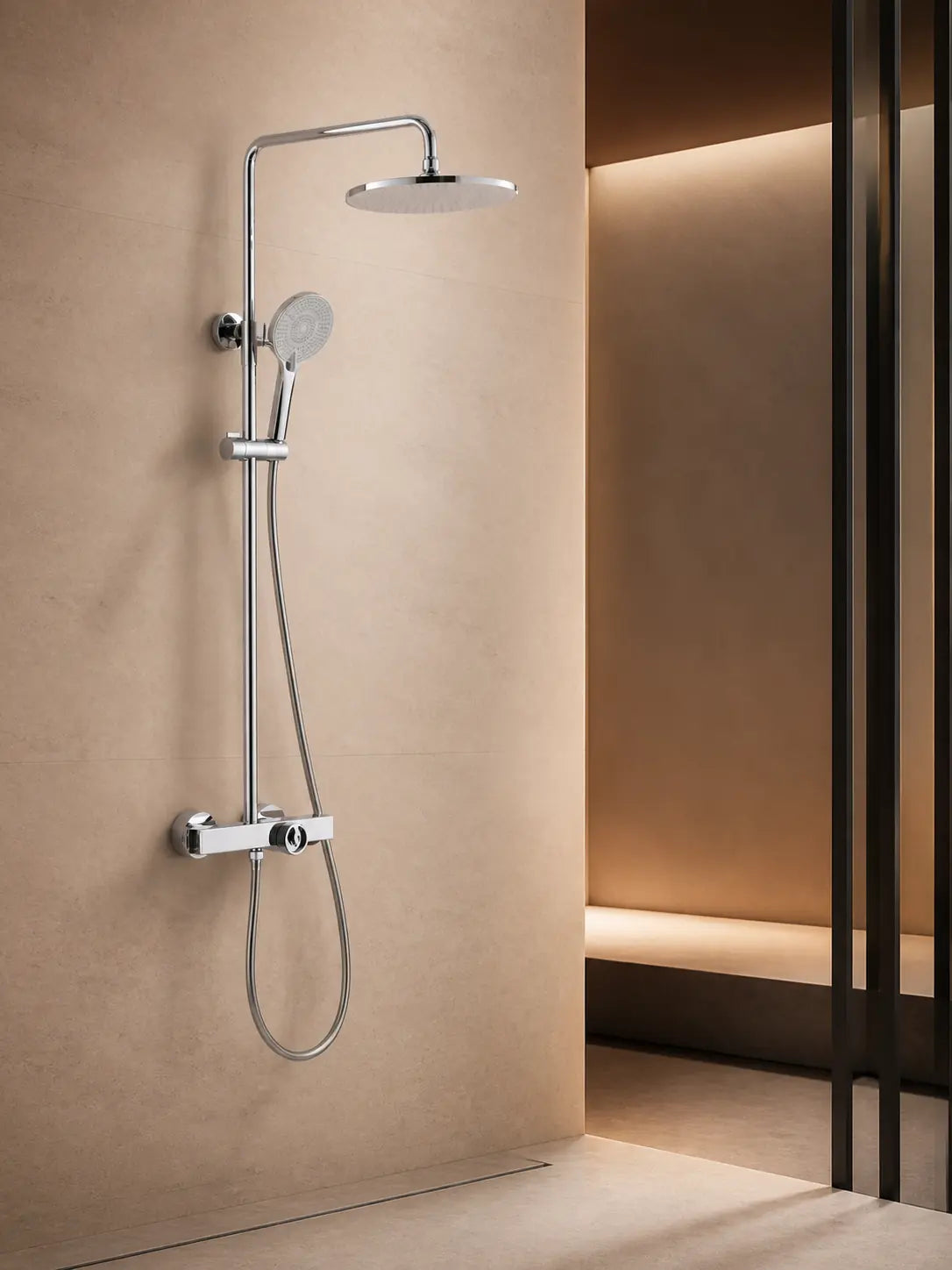 bbbidet T2 round rain shower in polished chrome - main lifestyle