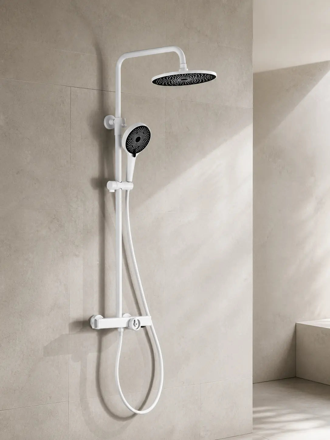 bbbidet T2 round rain shower in white - main lifestyle