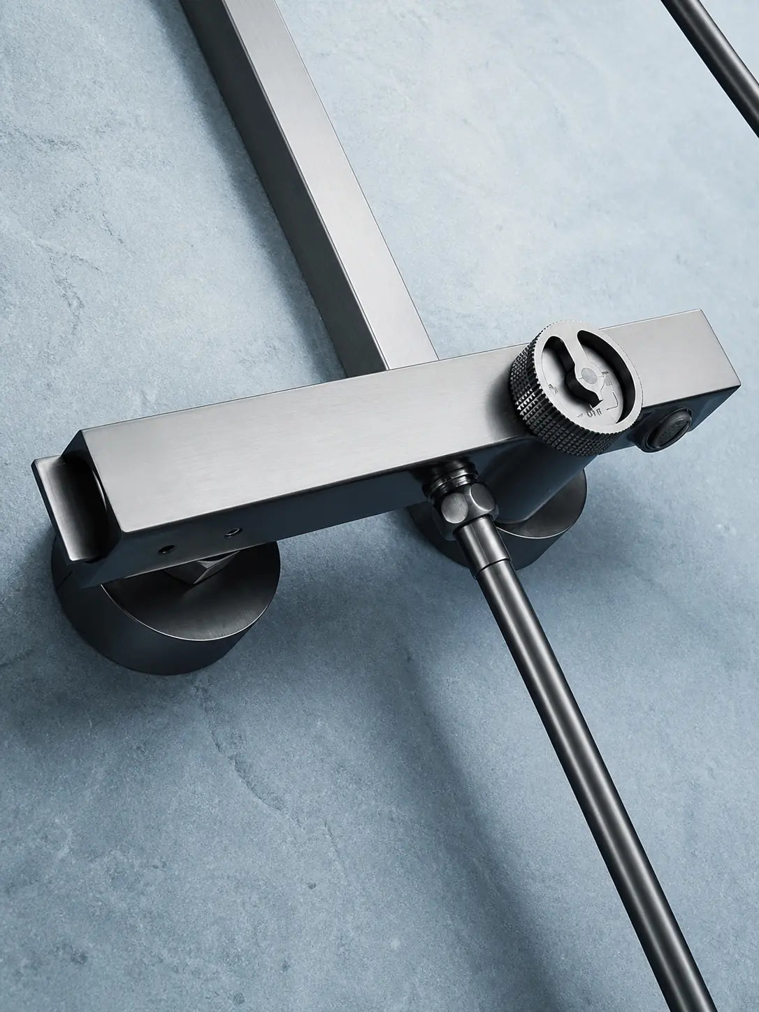 bbbidet T2 square rain shower in brushed gunmetal - mixer angle