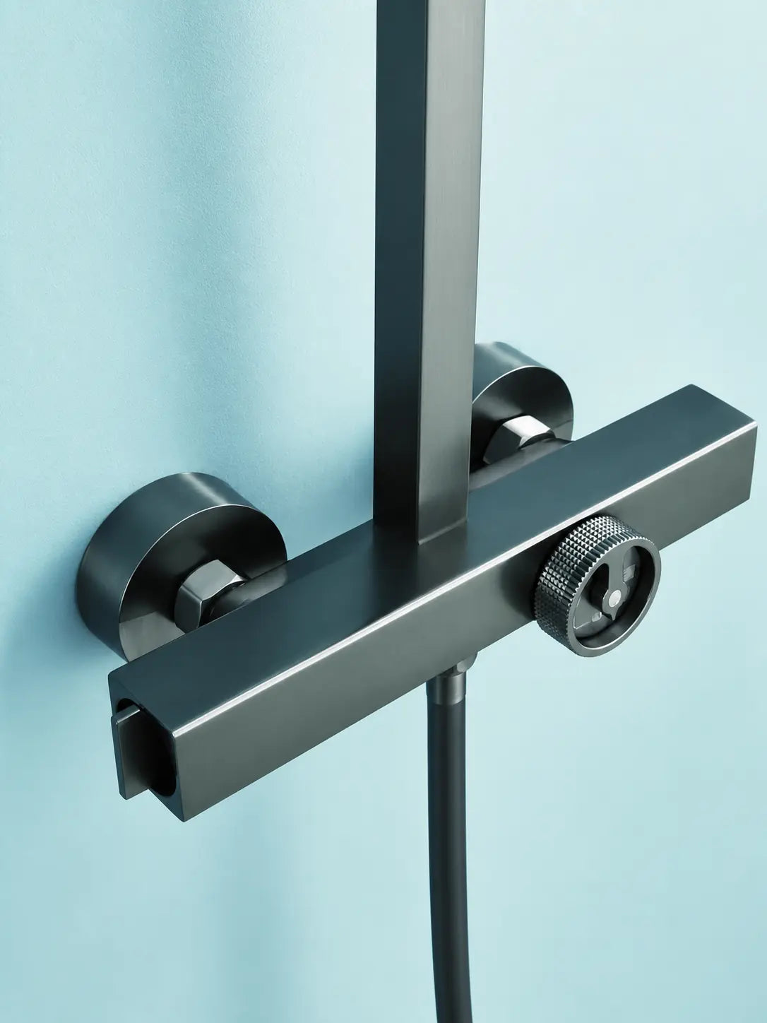 bbbidet T2 square rain shower in brushed gunmetal - mixer front