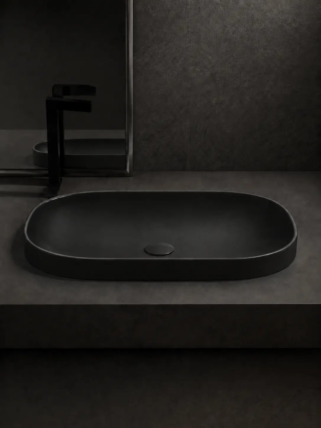 BBbidet V4 matte black semi-recessed basin shown from the front