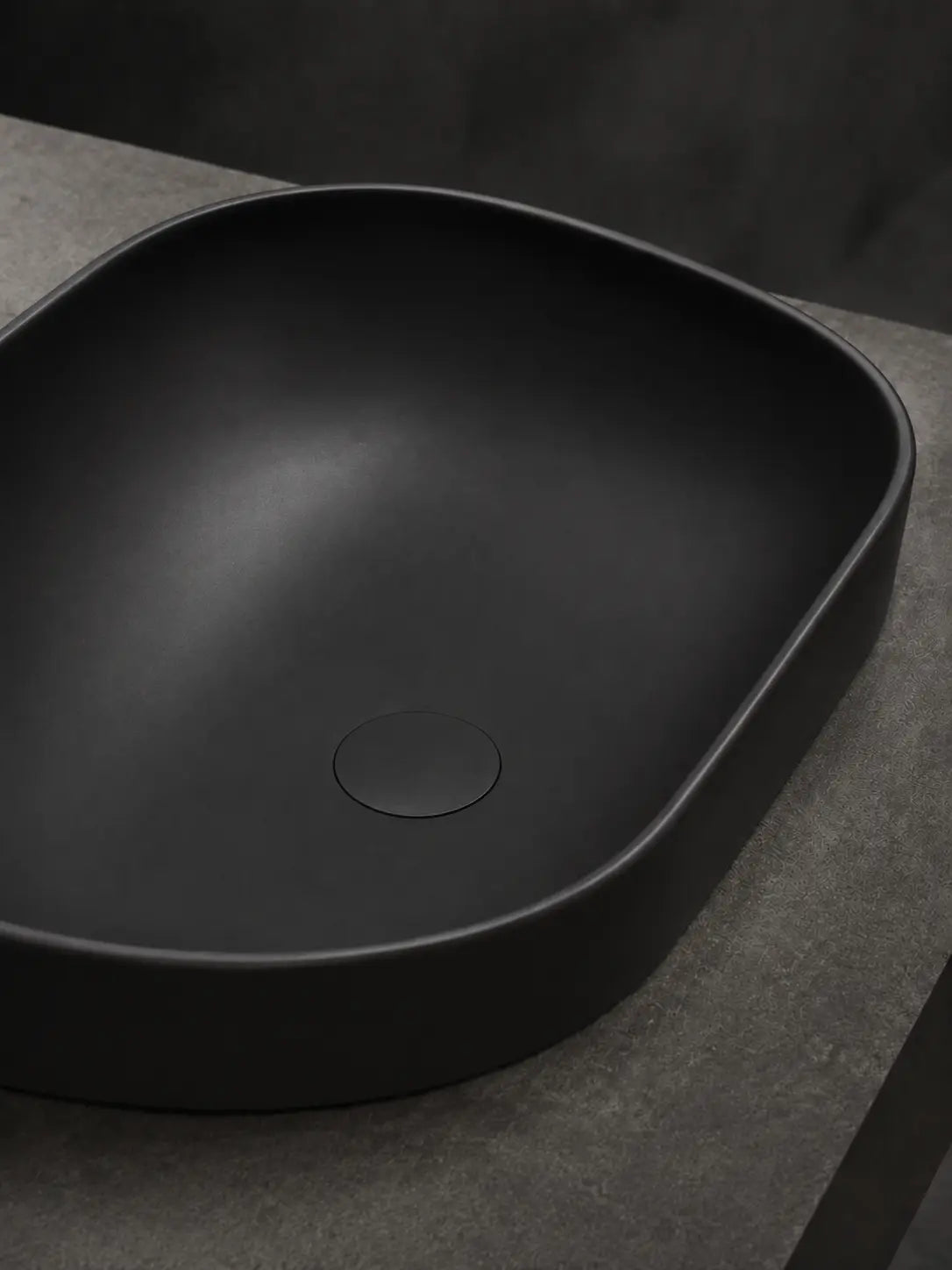 BBbidet V4 matte black semi-recessed basin solid matching ceramic drain cover detail