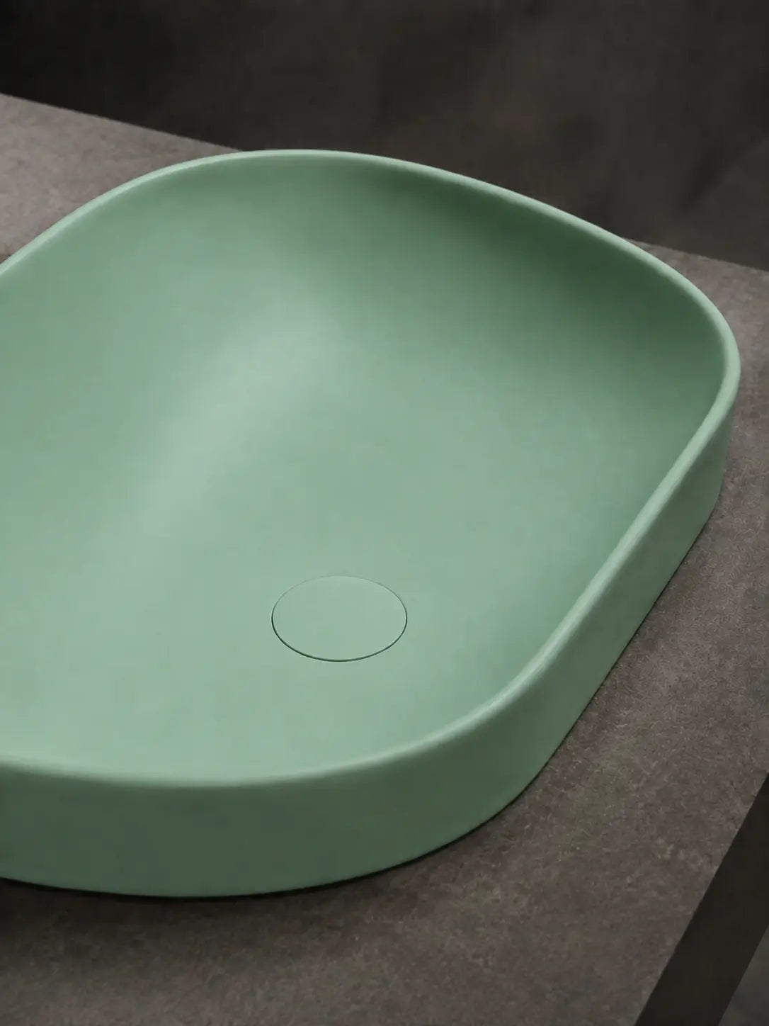 BBbidet V4 matte green semi-recessed basin solid matching ceramic drain cover detail