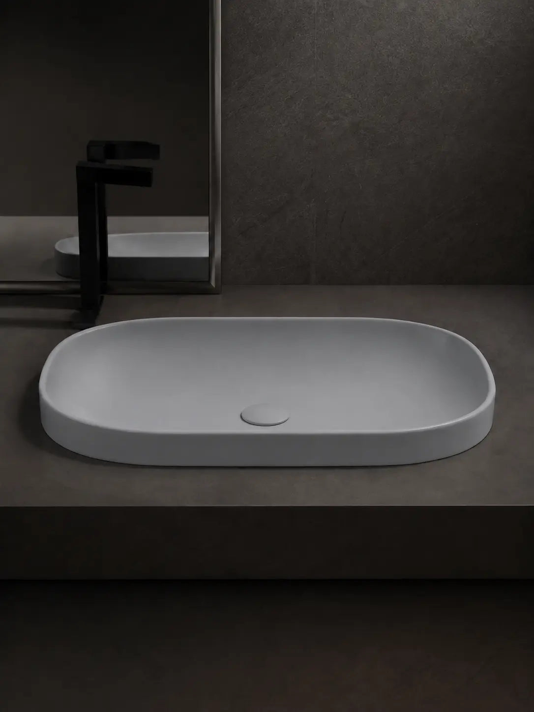 BBbidet V4 matte gray semi-recessed basin shown from the front