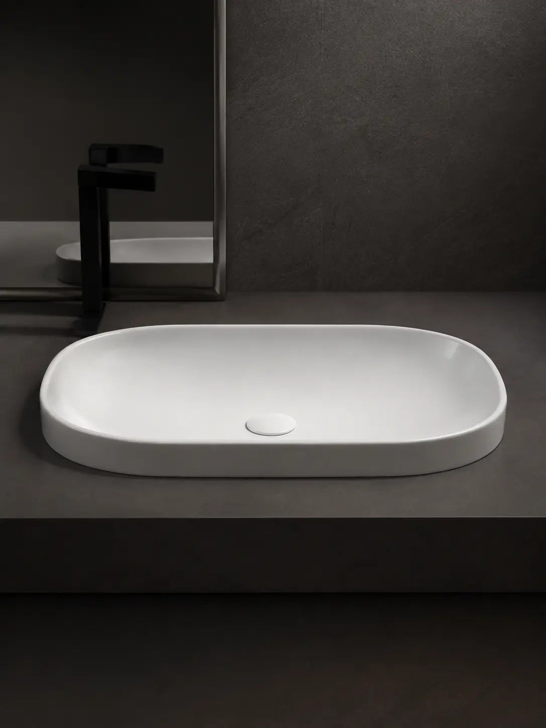 BBbidet V4 matte white semi-recessed basin shown from the front