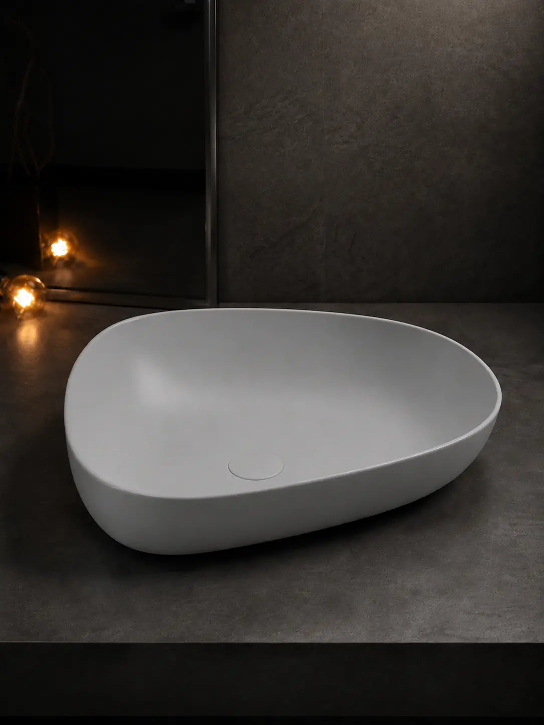 BBbidet V5 matte gray asymmetric vessel basin front angle