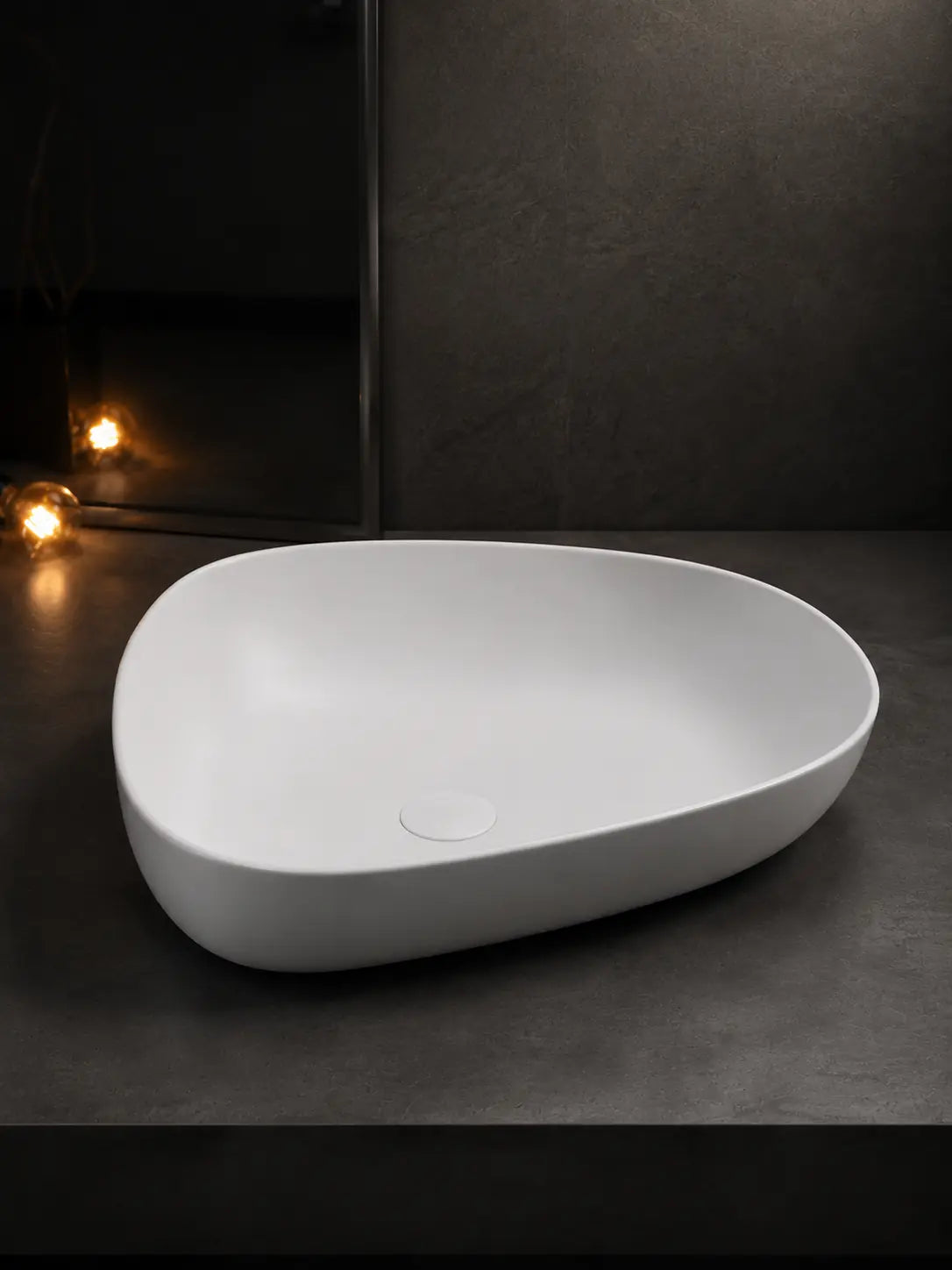 BBbidet V5 matte white asymmetric vessel basin front angle