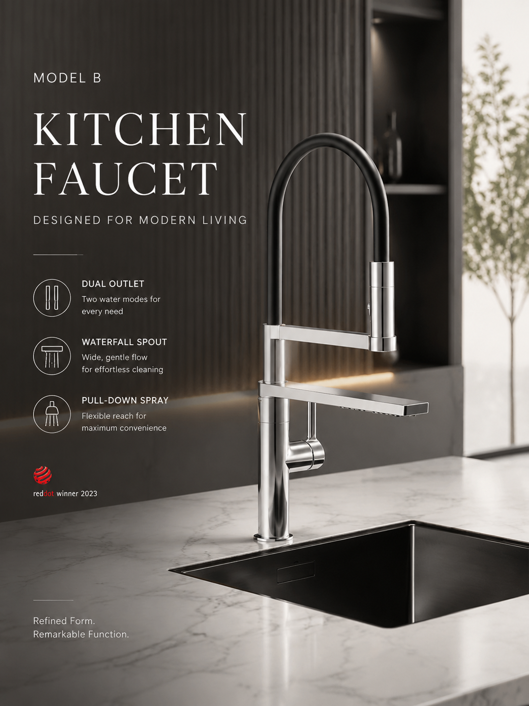 BBbidet 3-in-1 Pull-Out Kitchen Faucet with Filtered Water - 360° Swivel Hot & Cold Pure Water Mixer Tap for Kitchen Sinks