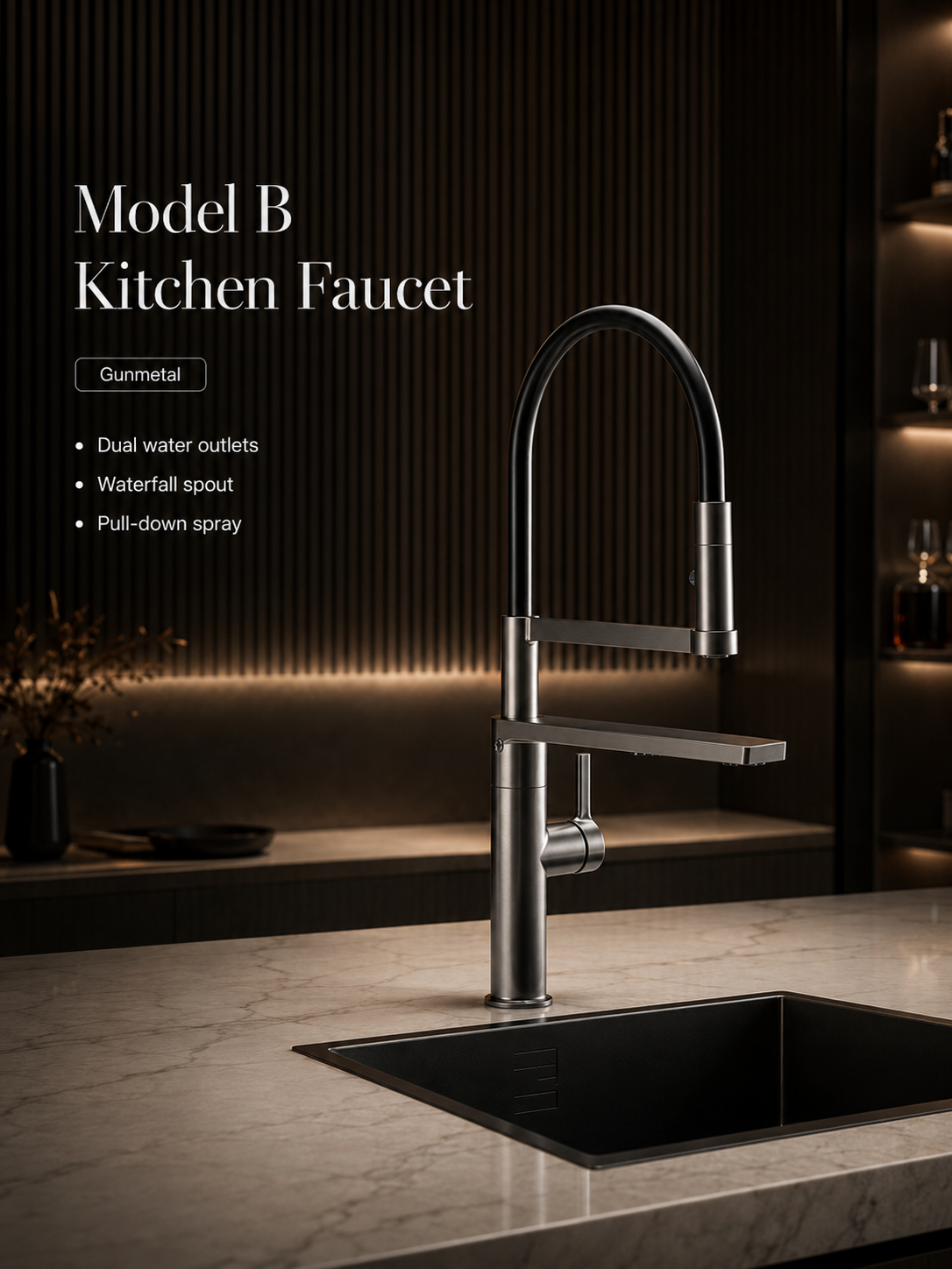 BBbidet 3-in-1 Pull-Out Kitchen Faucet with Filtered Water - 360° Swivel Hot & Cold Pure Water Mixer Tap for Kitchen Sinks