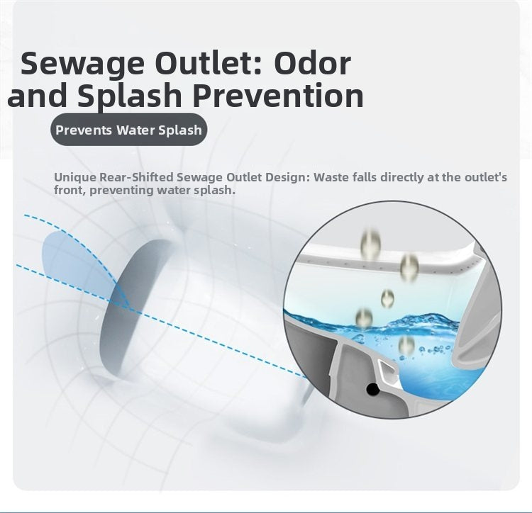H881 enema bidet toilet with a large-diameter ceramic trapway: designed for powerful waste discharge and anti-clogging performance to ensure smooth, rapid drainage every time