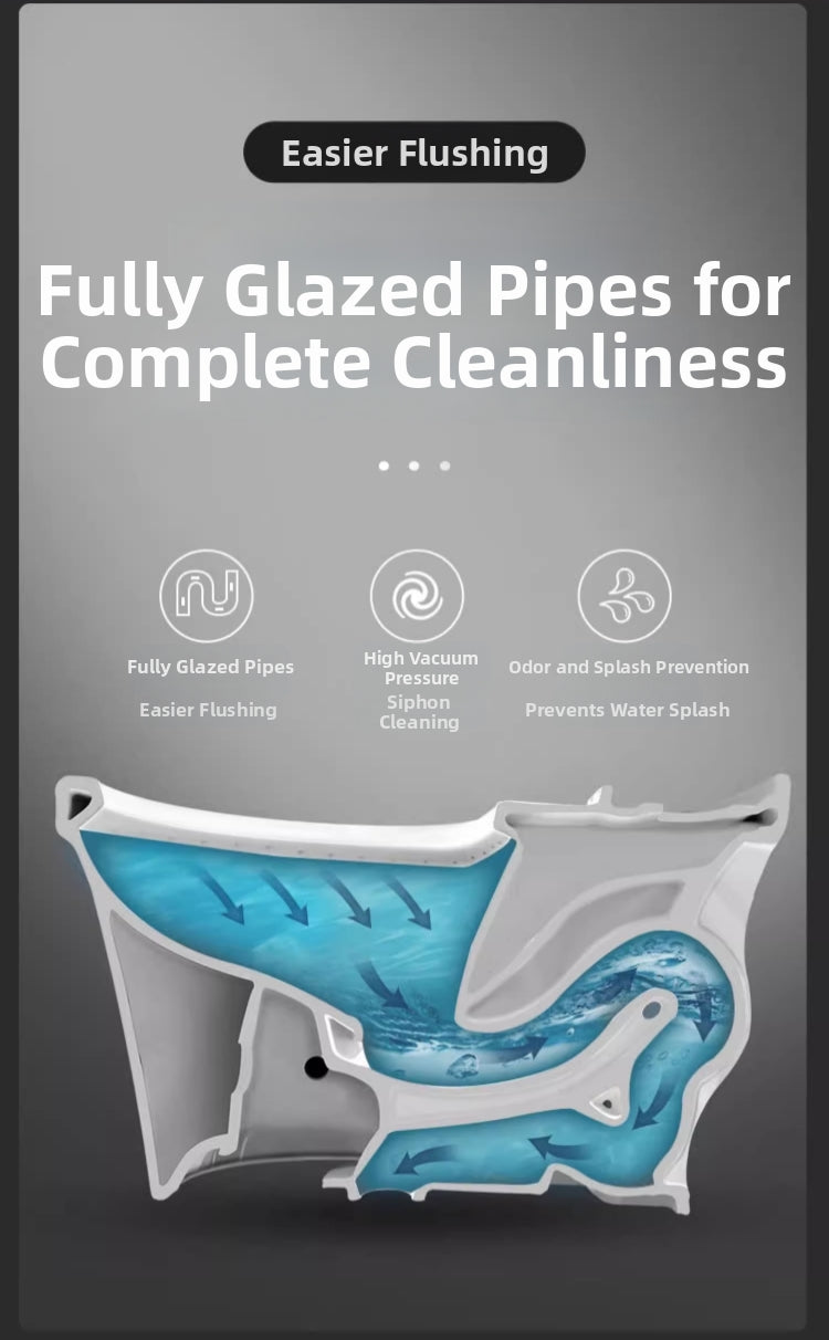 the hk75 enema bidet toilet is equipped with a large-diameter trapway and a powerful flush system, ensuring efficient waste removal and anti-clogging performance after enema use