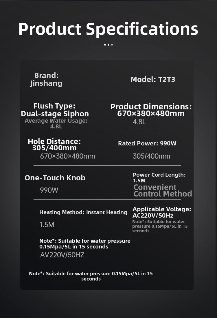 technical specifications chart for the hk75 enema bidet toilet, highlighting its large 770mm dimensions, triple-layer nano-glaze, and specialized dual-nozzle system for enema and constipation relief