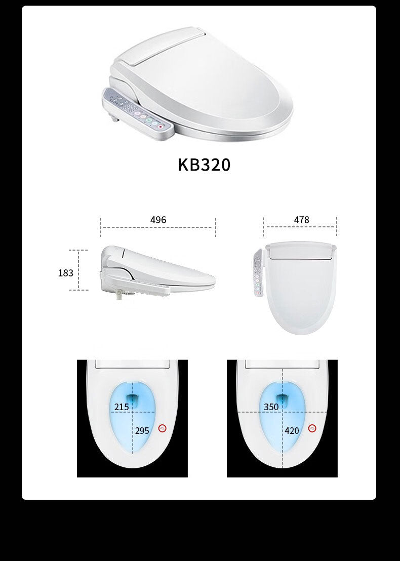 Dimensions for the KB32 comfort model: 496mm Length, 478mm Width, and 183mm Height. This model offers a wider seating area and robust design for maximum stability and comfort.