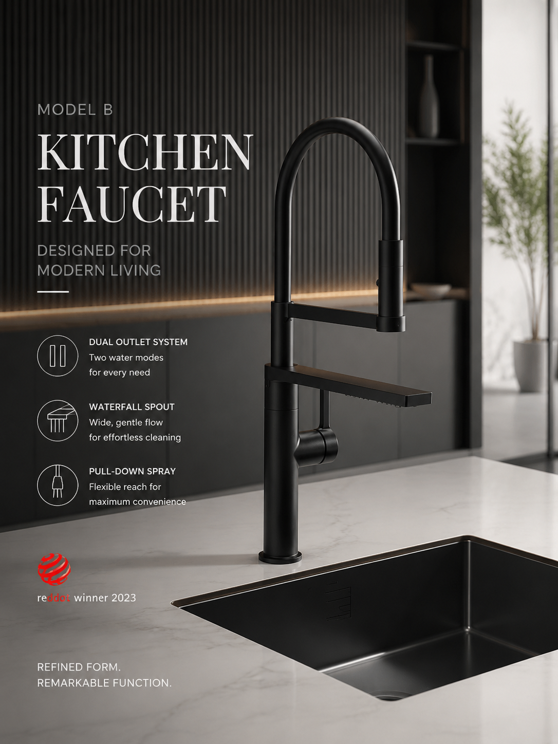BBbidet 3-in-1 Pull-Out Kitchen Faucet with Filtered Water - 360° Swivel Hot & Cold Pure Water Mixer Tap for Kitchen Sinks