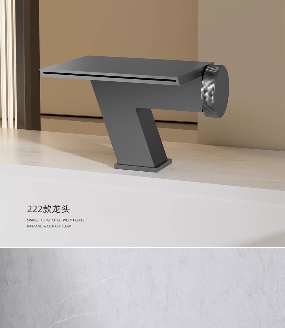 Model 222 Gunmetal Grey Waterfall Faucet: Swivel to Switch Between Flying Rain and Water Outflow Modes