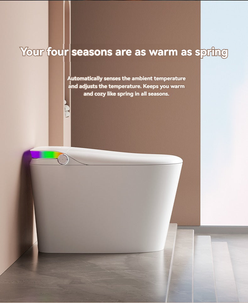 The V1 back-outlet bidet toilet features an advanced heating system for both the seat and water, providing a cozy and warm experience during cold winter days. Say goodbye to the shock of a cold seat with its adjustable temperature settings.