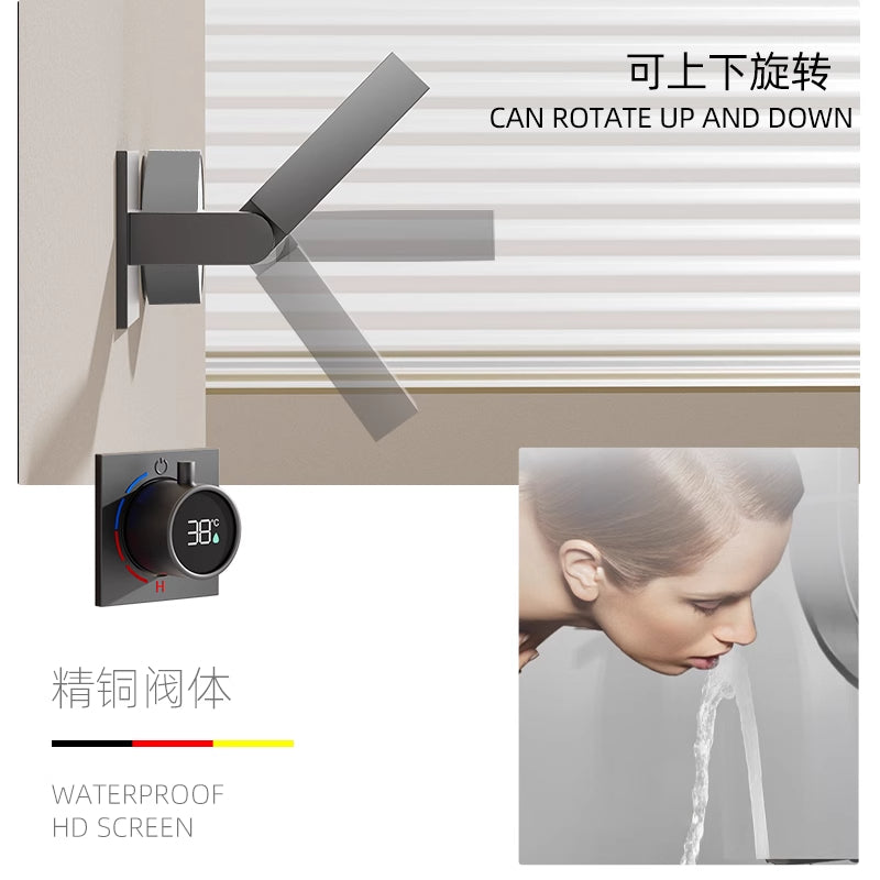 Adjustable Wall-In Digital Basin Mixer with 360-Degree Spout Rotation