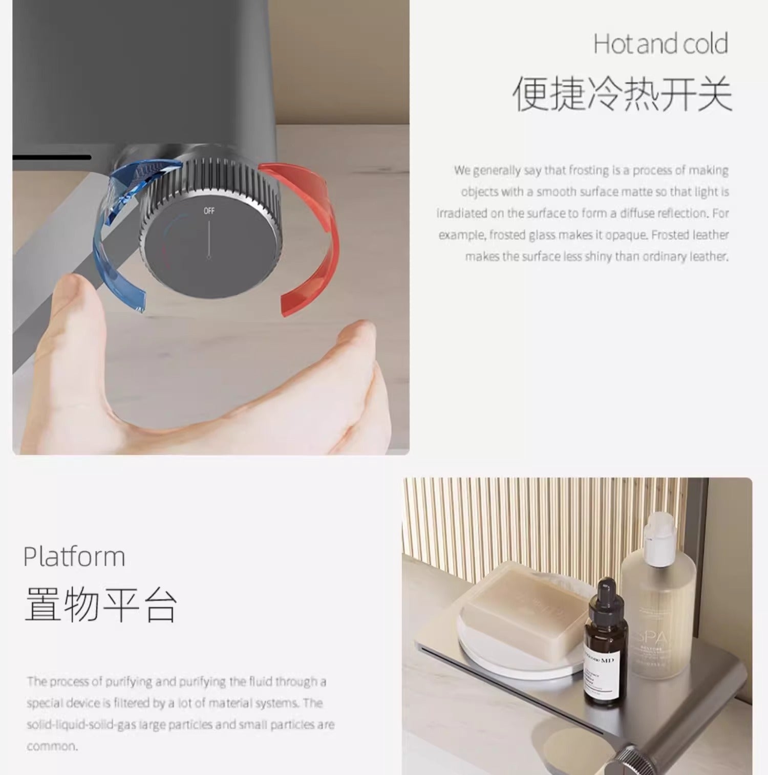 Modern Bathroom Faucet with Storage Shelf and Precision Temperature Control Handle